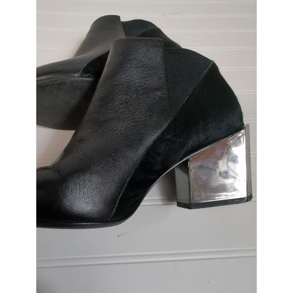 United Nude Leather Calf Hair Bootie Metallic Geometric Block Heel 37